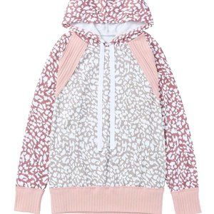 Pink Leopard Print Hoodie